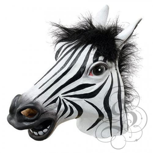 Noveltyfaces Maschera realistica in lattice da safari zebrata per Halloween