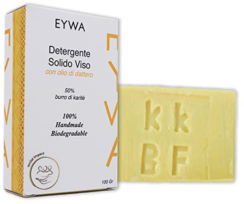 Eywa Idratante Viso Detergente Solido Solid Beauty (100 g) – Saponetta viso naturale con burro di karité e olio di datteri – Idela per pelle secca e sensibile – Vegan, artigianale, sostenibile