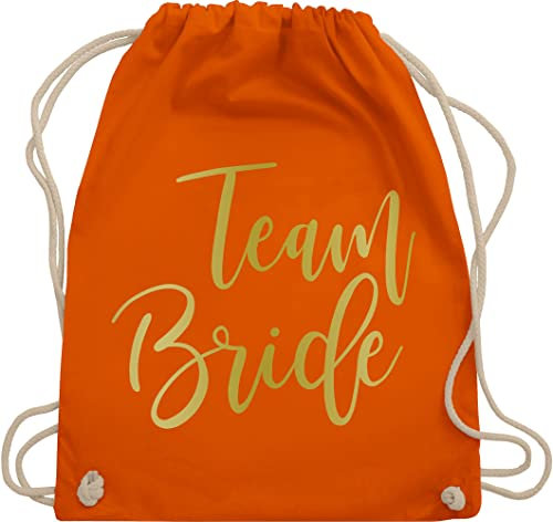 Turnbeutel Rucksack - JGA Junggesellenabschied Frauen - Team Bride Gold Effekt - Unisize - Orange - brauttaschen bachelorette party beutel junggesellinnenabschied outfit jungesselnabschied