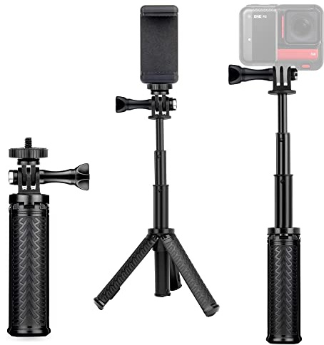 SOONSUN Mini Selfie Stick Tripod for GoPro Action Cameras | Short Extension Pole & Hand Grip for GoPro Hero 13 12 11 10 9, Mission, Session, DJI Osmo Action, Insta360 & Cell Phones