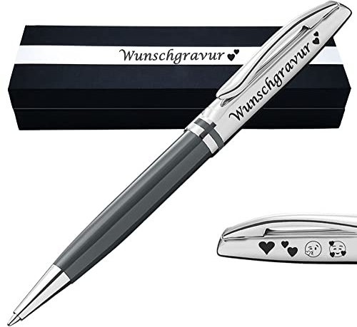 Pelikan Jazz Kugelschreiber mit Gravur als Geschenk | Emojis möglich | Warmgrau Classic | Kugelschreiber personalisiert