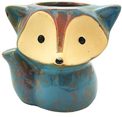 DIYOMR Vaso in ceramica a forma di volpe, 10 cm, per piante grasse, cactus, decorazione per casa, ufficio, scrivania, piante non incluse (viola)