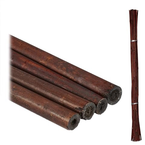 Relaxdays Canne di bambù, Set 25 Bastoni, 105 cm, Sostegno per Piante Rampicanti, Decorazione da Giardino, Marrone Scuro