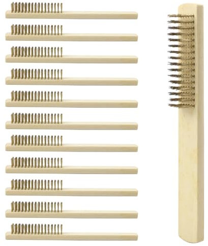 Dnyta Juego de 12 cepillos de alambre para arañazos de alambre, cepillo de limpieza de taladro, cepillo de alambre de cerdas de latón suave para eliminación de óxido, fregado de pintura, limpieza