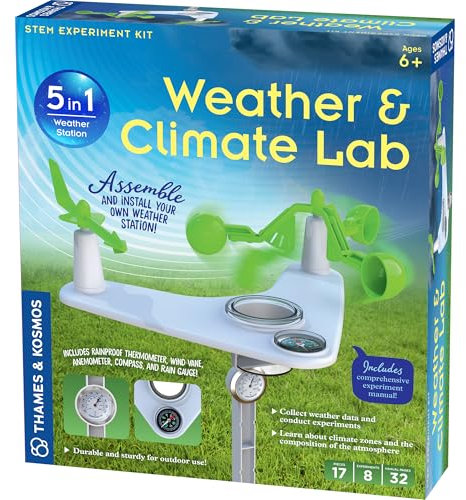 Thames & Kosmos - Weather & Climate Lab - Kids Science Kits, Learning Resources About Physics and Engineering, STEM Toys for Science Experiments, Ages 6+, White