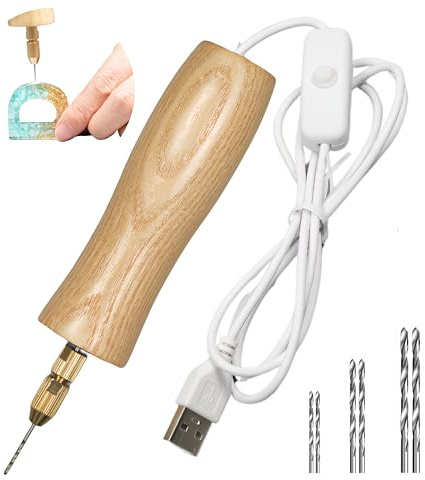 XIZED Electric Resin Drill Set Premium Wooden Body Hand Resin Jewelry Drill for jewelry making, Resin Art, Drilling Jewelry, and DIY Crafts