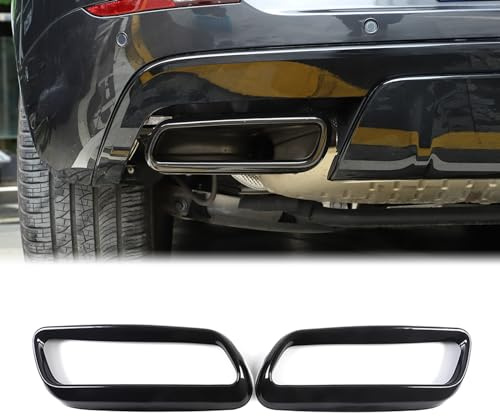 Heutamo Tail Throat Frame Trim Compatible with Land Rover Range Rover Sport 2023 2024, Car Rear Exhaust Tip Trim Stainless Steel Tail Throat Frame Cover Accessory,Black