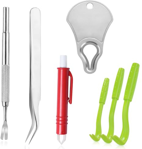 Mrcopetal Tick Remover Tool Kit, Stainless Steel Tick Tweezers + Remover Tick Key, 4 Pack Quick & Safe Tick Twister Removal Tools for Dogs Cats Humans