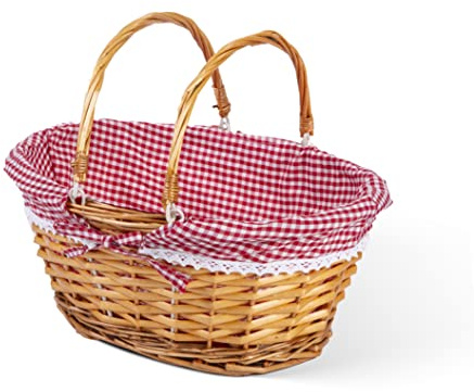 Honey Foldable Handles Wicker Shopping Baskets Gift Hamper with Fabric Lining (Basket Only)