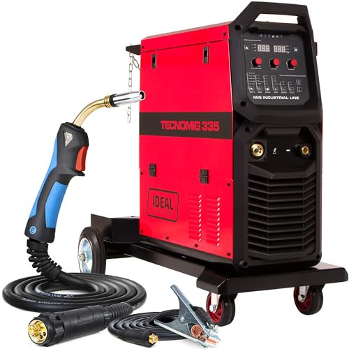 Ideal Tecno MIG 335 PULSE - 330A poste a souder mig avec gaz et en synergie 400V - robuste chariot et 4 roulettes - soudobrasage, soudage par points - mémoire de réglage - soudage de l'aluminium