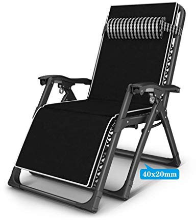 Robuster, Faltbarer Zero-Gravity-Loungesessel, Liegestühle im Freien für Terrasse, Pool, Terrasse, Balkon, Strand, Rasenmöbel, Blau (Farbe: Schwarz-1)