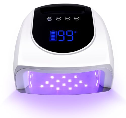 FaciLeor Trådlös UV LED-nagellampa, UV-nagellampa för nagellack, uppladdningsbar nageltork, bärbar nagellampa med 4 timer och LCD-skärm, professionell nagellampa för hemsalong nagelkonstverktyg