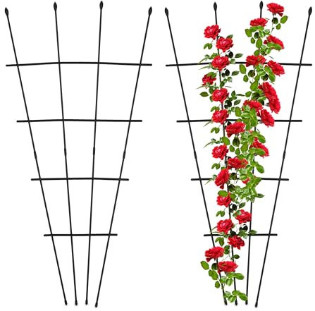 Relaxdays Rankgitter, 2er Set, HxB: 122x59 cm, Stahl & Kunststoff, Rankhilfe Kletterpflanzen, für Kübelpflanzen, schwarz