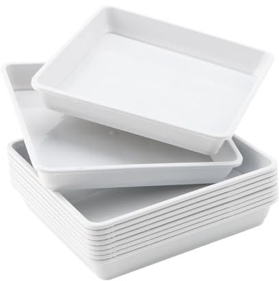 Fenteer 10 Stück Pflanzenuntersetzer, Pflanzenschalen, leichte quadratische Blumentopf-Entwässerungsschale, Blumentopf-Untersetzer für die Fensterbank im, Weiß