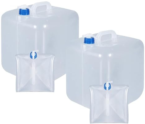 UMETASS Depósito de agua plegable con grifo, jarras de agua plegables, almacenamiento de agua portátil para camping al aire libre y senderismo (2 unidades, 20 L)
