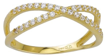JC Schmuck Echt 585 Gold Damen Ring Schmuckring mit Zirkonia Steine Design in Gelbgold Größe wählbar Schmuck für Frauen Unisex | Made in Germany I 8692