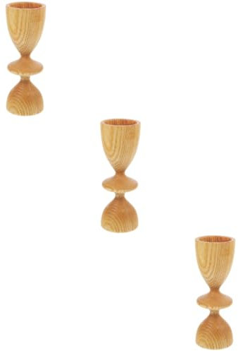Amosfun 3St Basis aus Kerzenholz Bauernkerzenhalter Kegelhalter rustikale kerzenhalter Hochzeitskerze kerzengläser Vintage Retro-Kerzenhalter Spitzkerzenhalter Stumpenkerzenhalter hölzern
