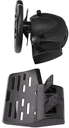 KIMISS Volante con Rotazione 'effetto Volante a 270°ame Volante con Pedaliera e PC - Volante da Corsa USBaming