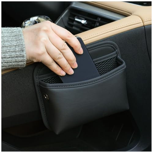 WDMNAO Aufbewahrungsbox für Autositze für Ford Foucs 2004-2011, Multifunktional Leder Autositz Mittelkonsole Seitentaschen Organizer für Handys,Karten,Brillen, Schlüssel,A-Black