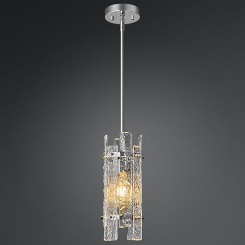 ZYBWL Iluminación Colgante De Una Sola llama Moderna Lámpara De Araña De Vidrio Retro Altura Ajustable Lámpara De Araña Cromo Cocina Comedor Dormitorio E27 Enchufe