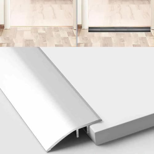 YHDMDQ Übergangsstreifen Für Türschwelle/Holzböden/Laminat/Fliesen, Ausgleichsprofil Höhenausgleich 0.7-0.5cm, Aluminium Übergangsprofil Übergangsschiene(Silver)
