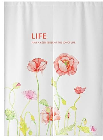 Küchenvorhänge Minimalismus Rote Blume Scheibengardinen Polyester Vorhänge Kurz Waschbar Raumteiler Vorhang Türvorhang Langlebig Küchenvorhang Kurze Gardinen Verdickung Tür Vorhang 70x150