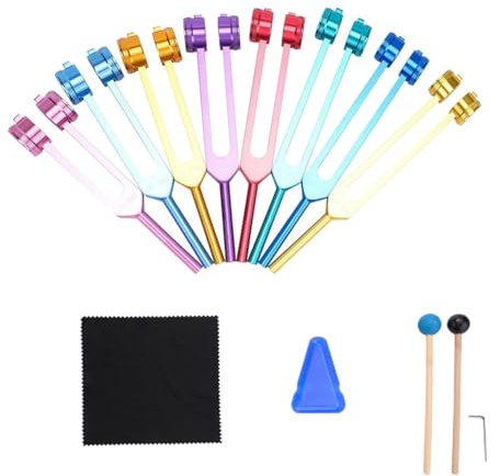 GREOHNMPAW Chakra-Stimmgabel-Set, 7 Chakren + 1 Stimmgabel für die Seelenaufgabe, Gewichtete Stimmgabeln für, Yoga, Klangheilung, Mehrfarbig