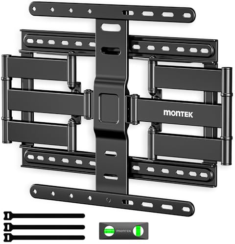 monTEK 1,1 tum Ultra Slim TV-väggfäste för 37–75 tums TV upp till 60 kg | TV-fäste vridbar, lutbar och utdragbar, låg profil, full rörlig, 4-faldig bärkraft, Max VESA 400 x 400 mm