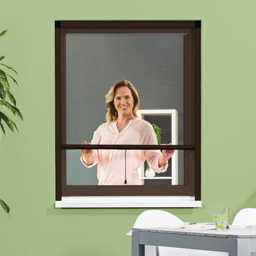 empasa moustiquaire fenêtre enroulable SMART, blanc, marron ou anthracite | protection contre les insectes moustiquaire volet roulant Store, couleur : marron, taille : 70 x 130 cm