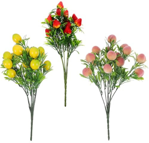 Vaguelly 3pièces Lot de Branches De Plantes Fruitières Artificielles Décorations De Centre De Table Ornements De Fruits pour Maison