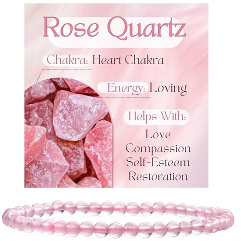 Bivei Braccialetto di Cristallo per Donna 4mm Perle Pietra Semipreziosa Naturale Elastico Estensibile Gioiello Regalo Yoga