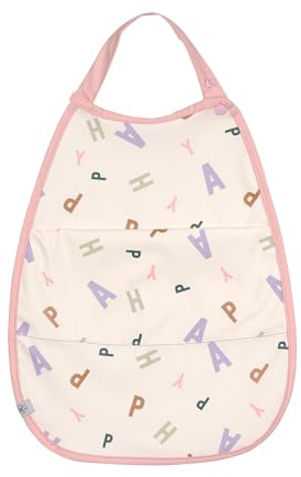 LÄSSIG Babero para niños pequeños (2 piezas) con retenedor y botón de presión/Medium Drop Bib Happy Fruits peach
