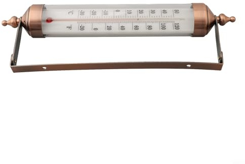 TONIXY Thermomètre d'intérieur et d'extérieur en métal de 25,4 cm - Double échelle - Affichage Fahrenheit Celsius - Pour jardin, maison, bureau
