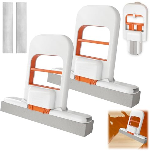 2 Pièces Petite Serpillière éponge avec 2 Têtes De Balai De Rechange Chrysanthème Blanc Double Orthographe Mini Mop Convient pour La Cuisine La Salle De Bain La Fenêtre Le Bureau Etc