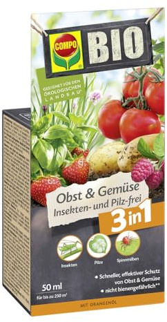 COMPO Obst & Gemüse Insekten- und Pilz-frei - 50 ml reichen für 250 m² - Bekämpfung von Insekten, Spinnmilben und Pilzkrankheiten - Wirkstoff aus der Natur