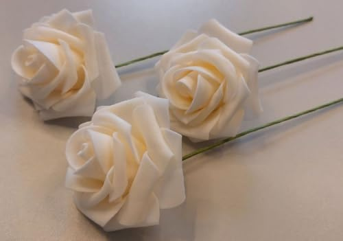 Decpero Schaumrosen I 24 Stück I apricot I Künstliche Rosen Hochzeit Grabdeko