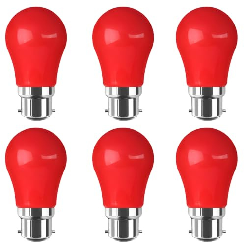 WULUN B22 Ampoule LED Couleur, A50 Piriforme, 3W équivalent 30W lampe halogène, B22 LED Baïonnette, AC 220V, Pour Mariage, Noël, fête, décoration de bar, Rouge, 6 Pcs