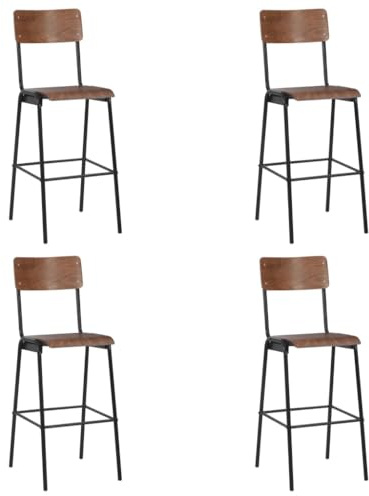 WSJHUHK Bar Chairs 4 pcs Solid Plywood Steel-Furniture,Chairs,Table & Bar Stools