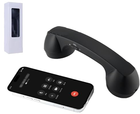 Retro Phone Handset, Wireless Telephone Style Landline Handle Receiver for Cell Mobile Video Conferences Calls Meetings (black)