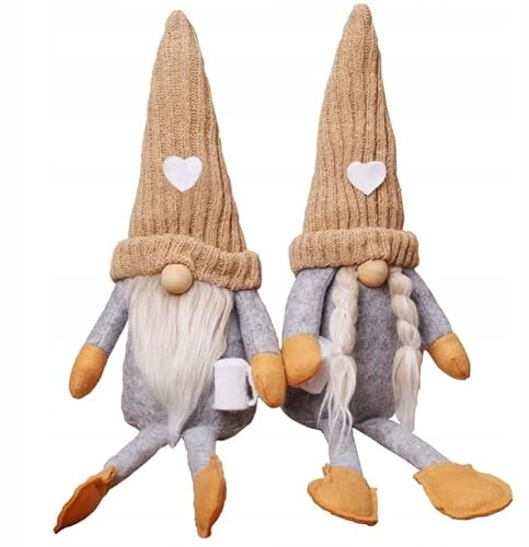 KRUMAD Weihnachtswichtel Set 2 Stück – Wichtel Figuren Weihnachten Deko Innen – 40 cm GNOME mit Gewicht – Skandinavische Weihnachtsdeko Figuren für Tisch, Kamin & Büro