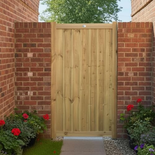 Ultimate T&G Wooden Garden Gate, 5ft x 3ft Side Gate with Vertical Boards | 150cm High, Heavy Duty, Pressure Treated Timber, Paintable/Stainable, Pedestrian Rear Gate Entry, for Side Entrance