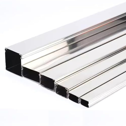 Edelstahl-Kabelkanal, 201 Metall-Kabelkanal, Kabelschutz, Kabelabdeckung for den Boden, robust, trittsicher, 1 m(100x50mm)