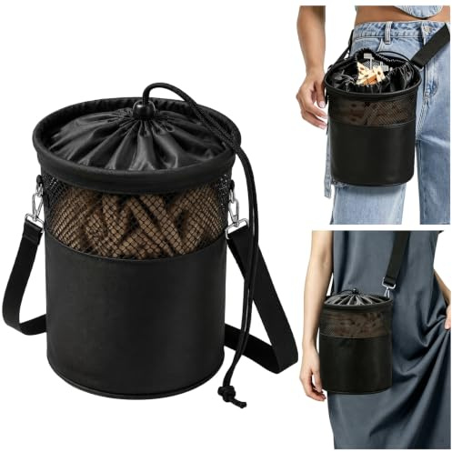Peg Bags for Washing Line, Waterproof Drawstring Clothes Pin Hanging Bag with Closing Cord, Shoulder Strap & Drain Hole, Dustproof Laundry Clip Organizer for Indoor Outdoor Clothesline Storage