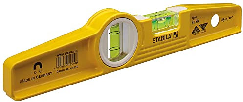 Stabila Type81SREM 25cm/10-inch Rare Earth Magnetic Spirit Level with Holster, Yellow/Black