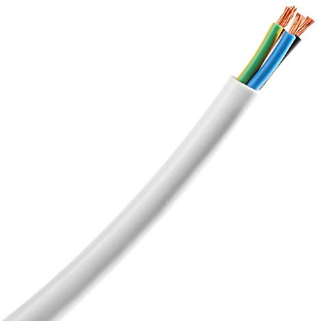 5 Meters of White 2.5mm 24 Amp 3093Y 3 Core Heat Resistant Flexible Cable
