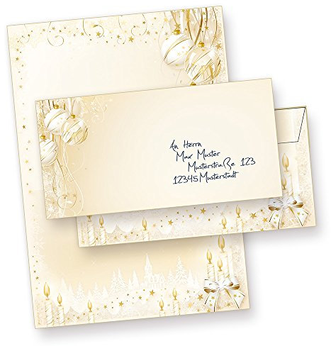 Weihnachtsbriefpapier Weihnachtsmärchen Set (25 Sets ohne Fenster) weihnachtliches Papier A4 Briefpapier mit Umschläge