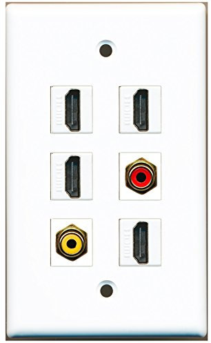 RiteAV – 4 HDMI 1 puerto RCA rojo 1 Puerto RCA amarillo placa de pared
