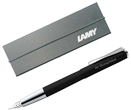 Lamy Füllhalter studio black Modell 067, Feder M, inkl. Laser-Gravur, Farbe mattschwarz