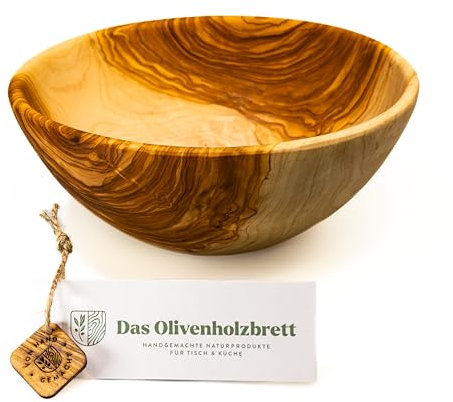 das Olivenholzbrett® Obstschale rund – Holzschale/Salatschale/Brotschale - Jede Schale Kann in Farbe, Maserung Stark Vom Foto Abweichen - 26cm Ø