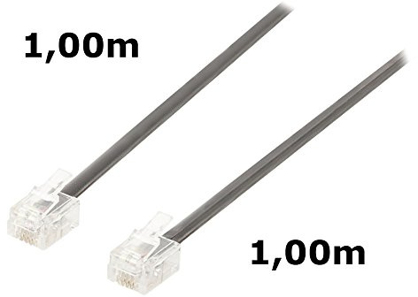 DITM® Cordon Téléphone ou ADSL RJ11 mâle vers RJ11 mâle - Noir - 1,00 m